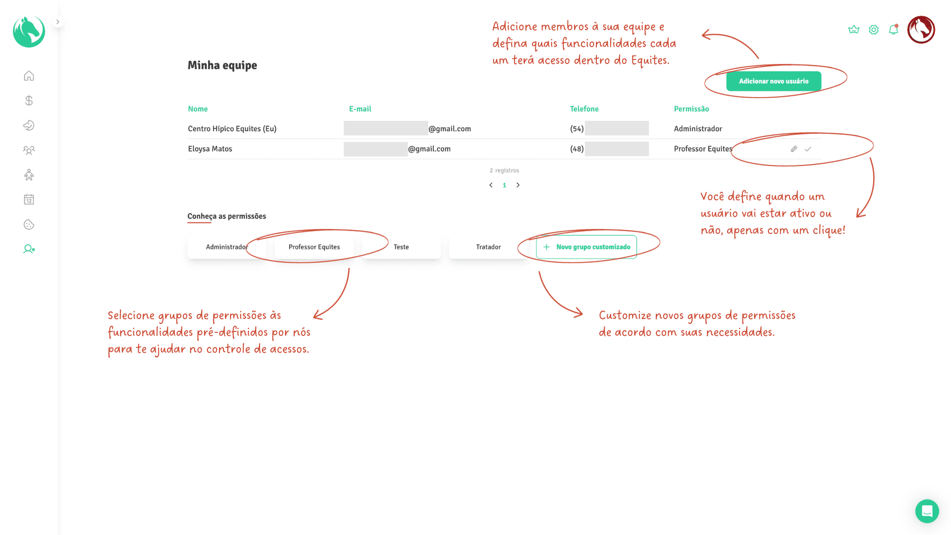 Funcionalidade - Minha equipe Minha equipe